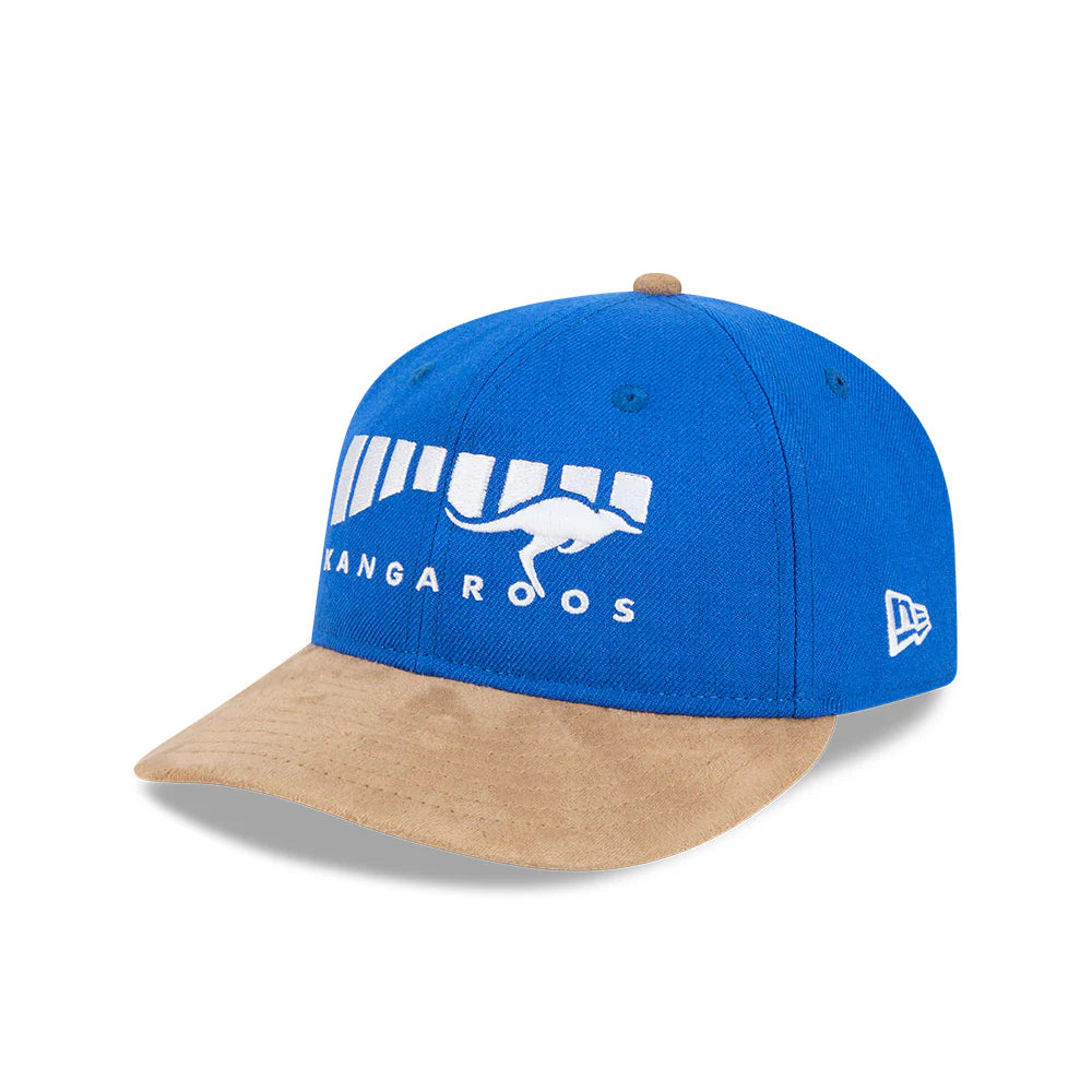 North Melbourne Kangaroos Hat - AFL 2025 Retro Contrast Suede 9Fifity Strapback Cap - New Era